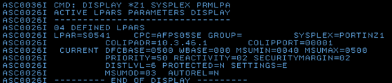 ZAC 4.5 New command DISPLAY LPAR PARAMETERS