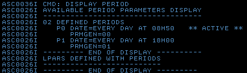 ZAC 4.5 New command DISPLAY PERIOD