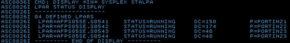 ZAC 4.5 New command DISPLAY SYSPLEX LPAR STATUS